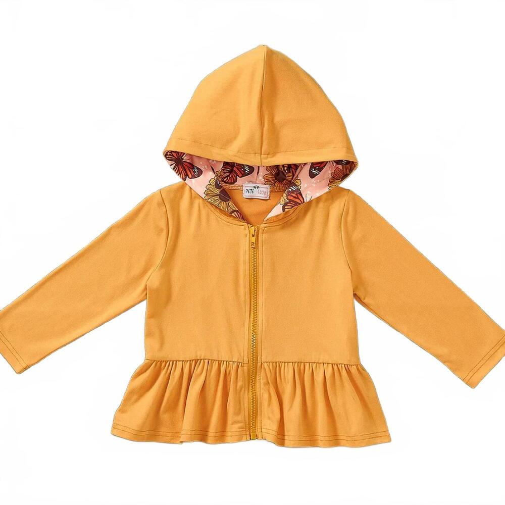 NEW PETE + LUCY girls jocelyn hooded jacket in mustard